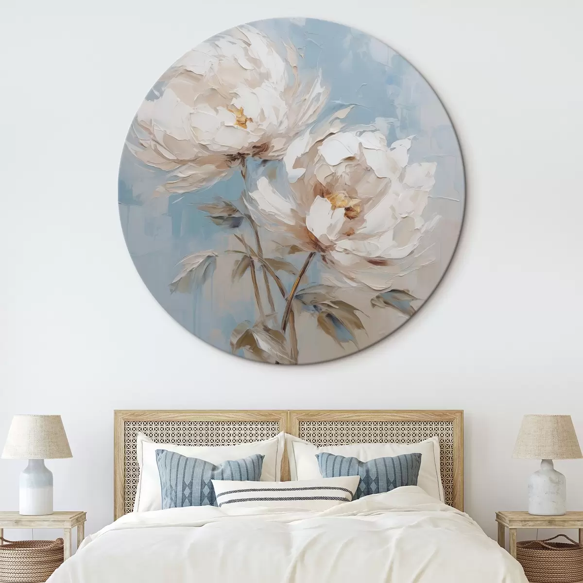Tableaux rondes Peinture imitation pivoines r45607