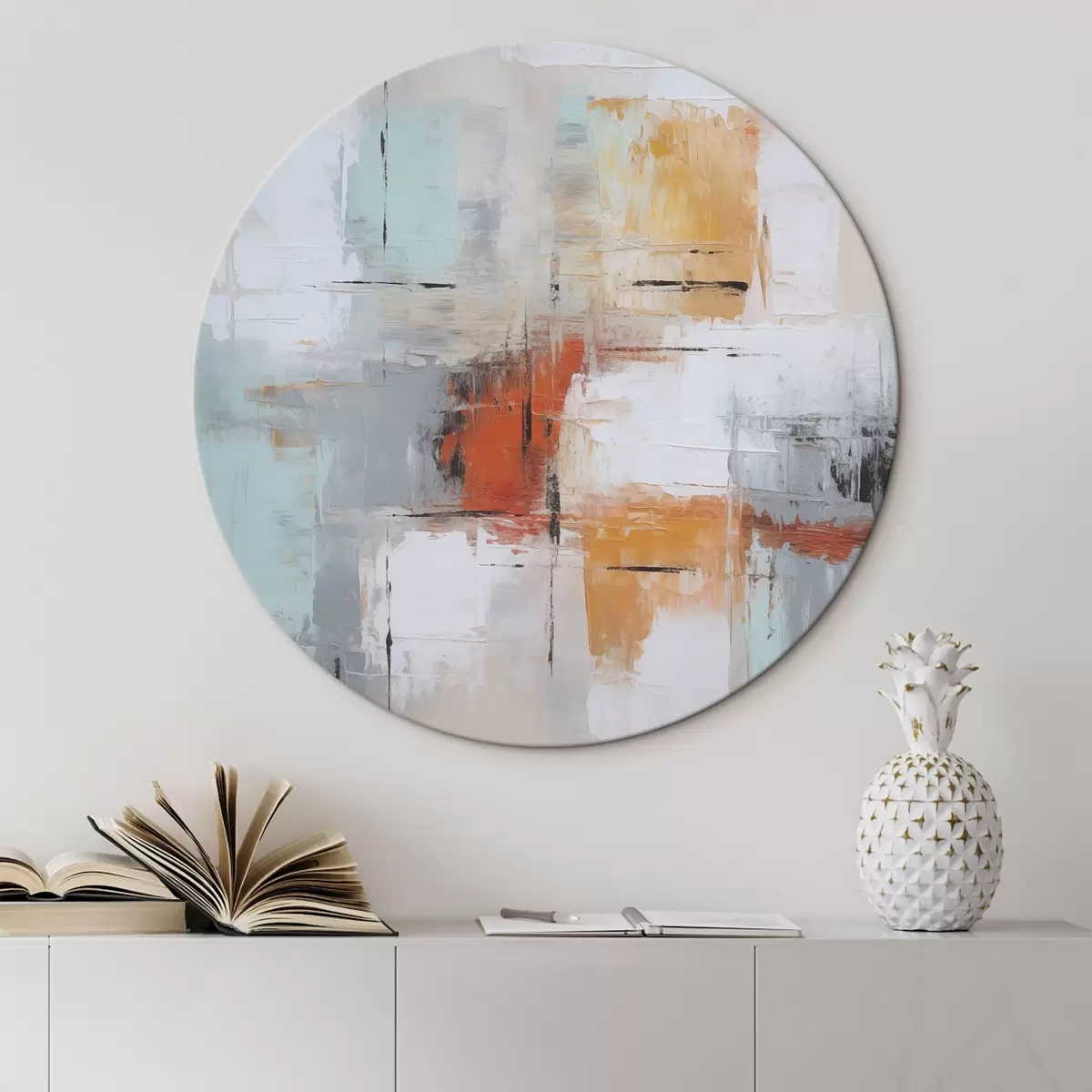 Tableaux rondes Abstraction imitation de la peinture et abrasions r45634