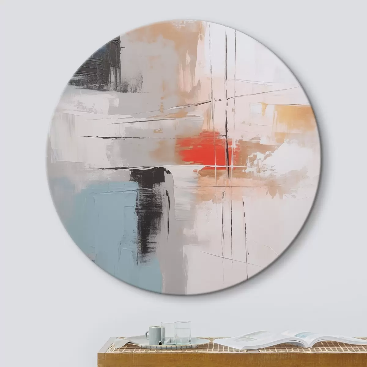Tableaux rondes Abstraction imitation de la peinture et abrasions r45635
