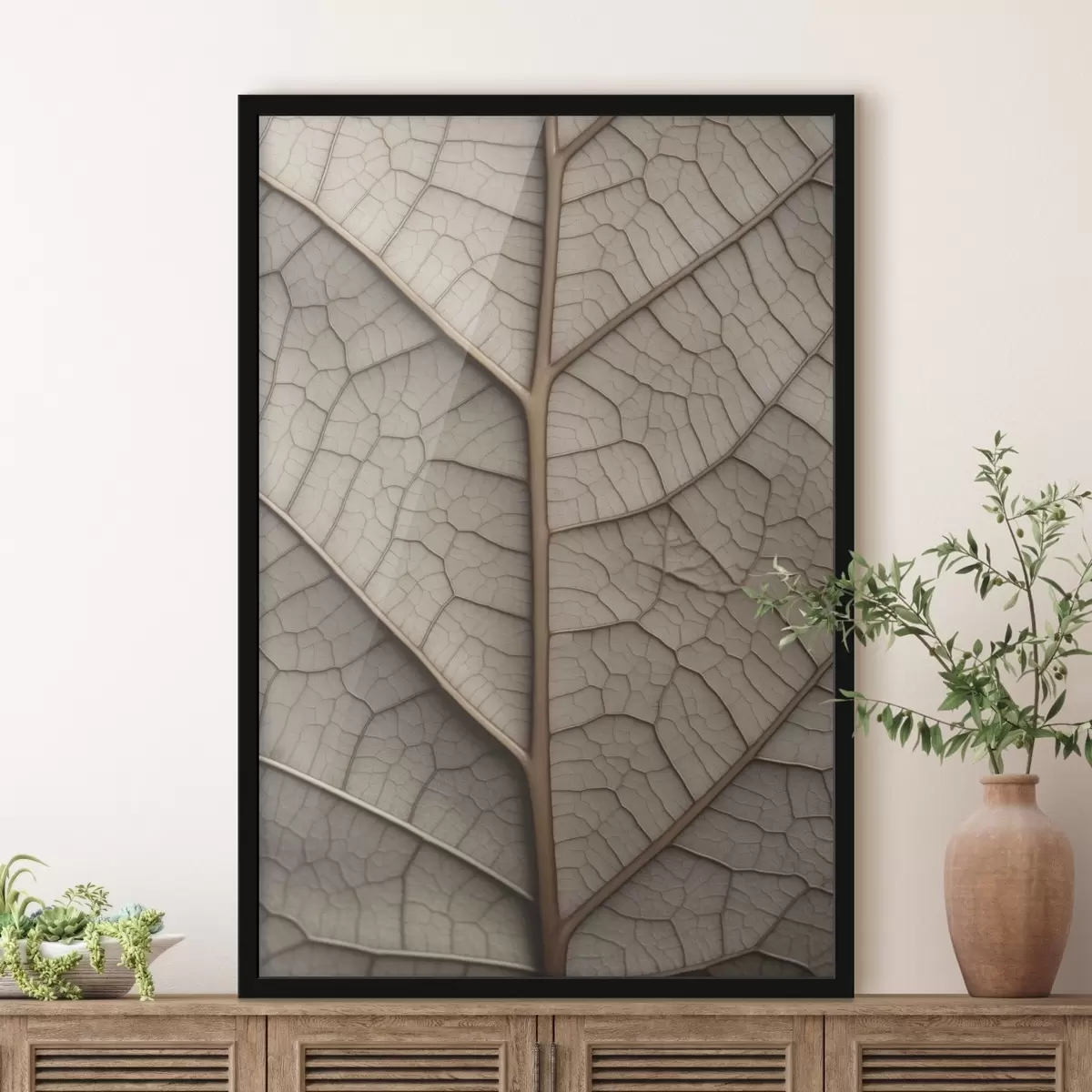 Poster Feuille sèche avec nervures f45604