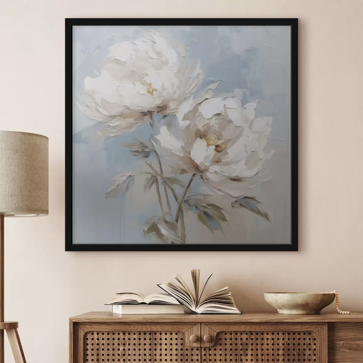 Poster Peinture imitation pivoines f45607