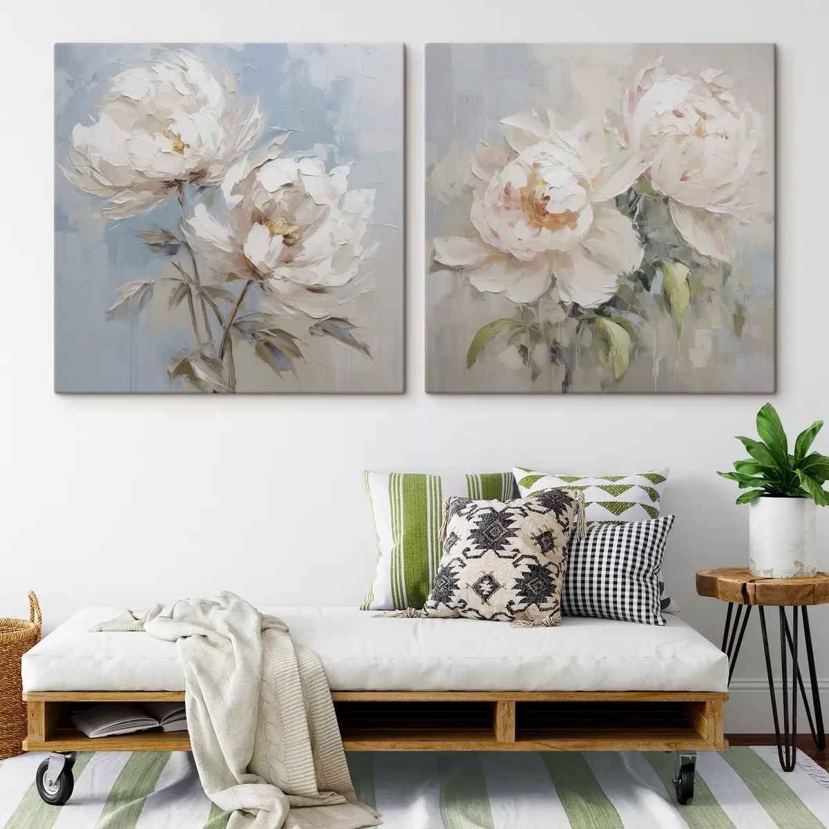 Tableau Peinture imitation pivoines m00665