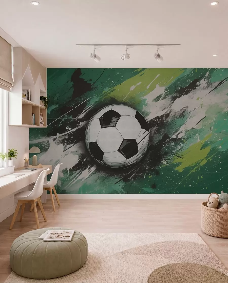 Papier peint Football en touches vertes w04467