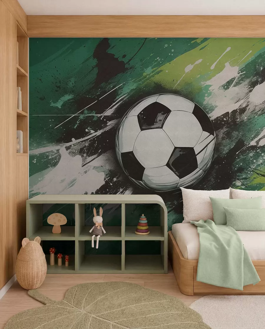 Papier peint Football en touches vertes w04467