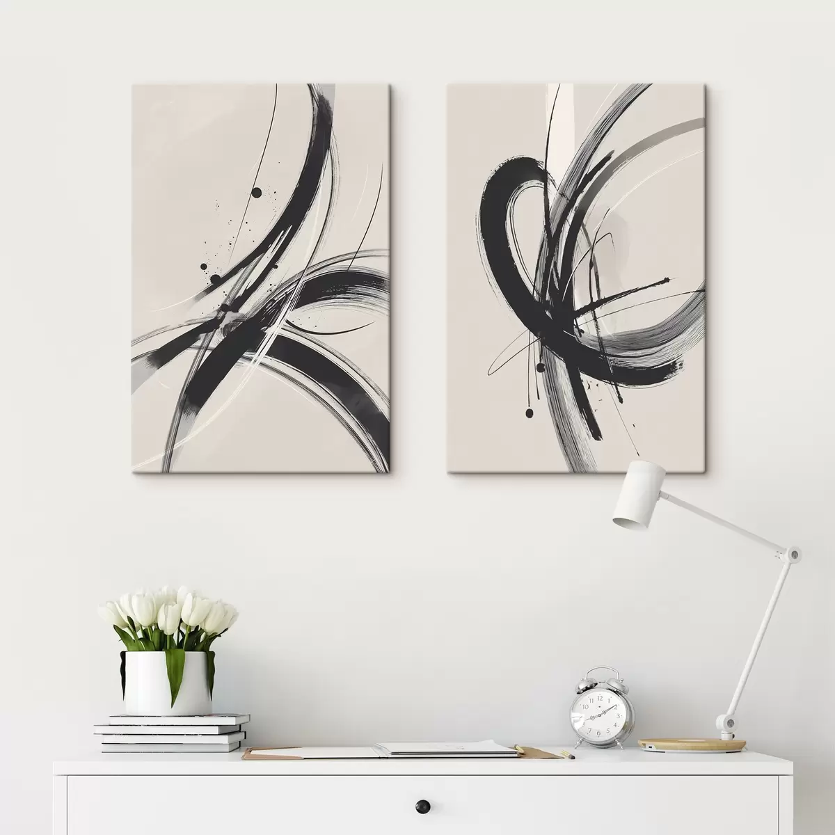 Tableau Coups de pinceau abstraits et minimalistes m00613