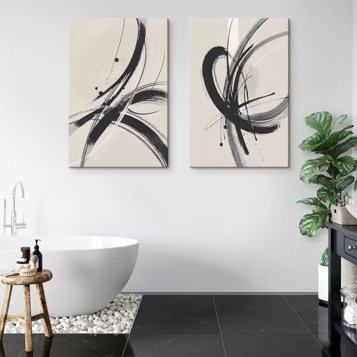Tableau Coups de pinceau abstraits et minimalistes m00613