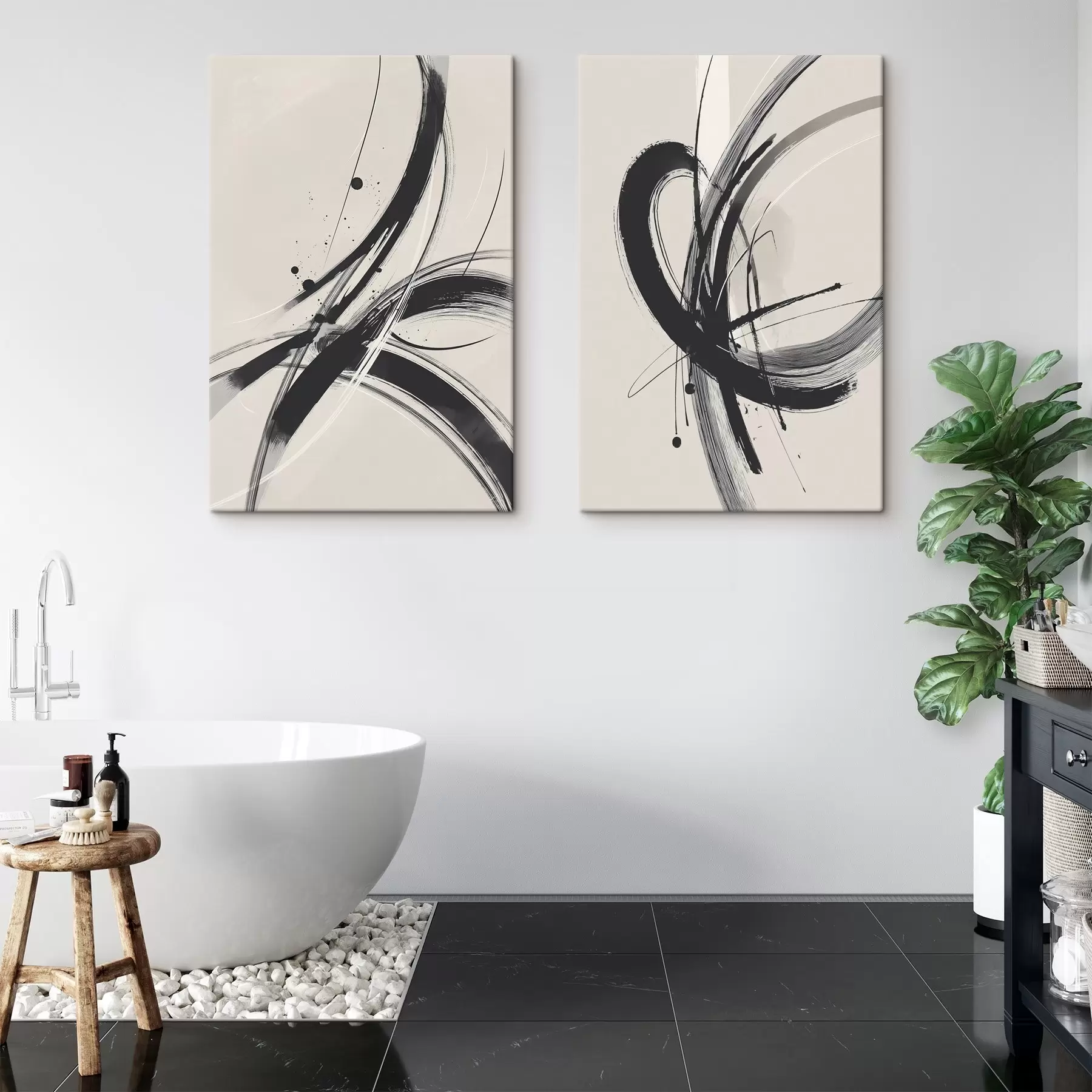 Tableau Coups de pinceau abstraits et minimalistes m00613