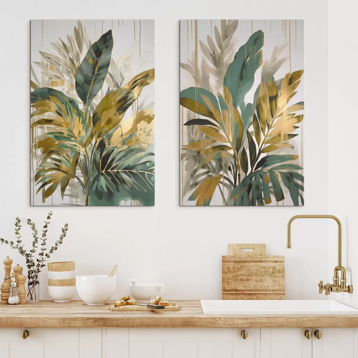 Tableau Feuilles tropicales abstraites m00671