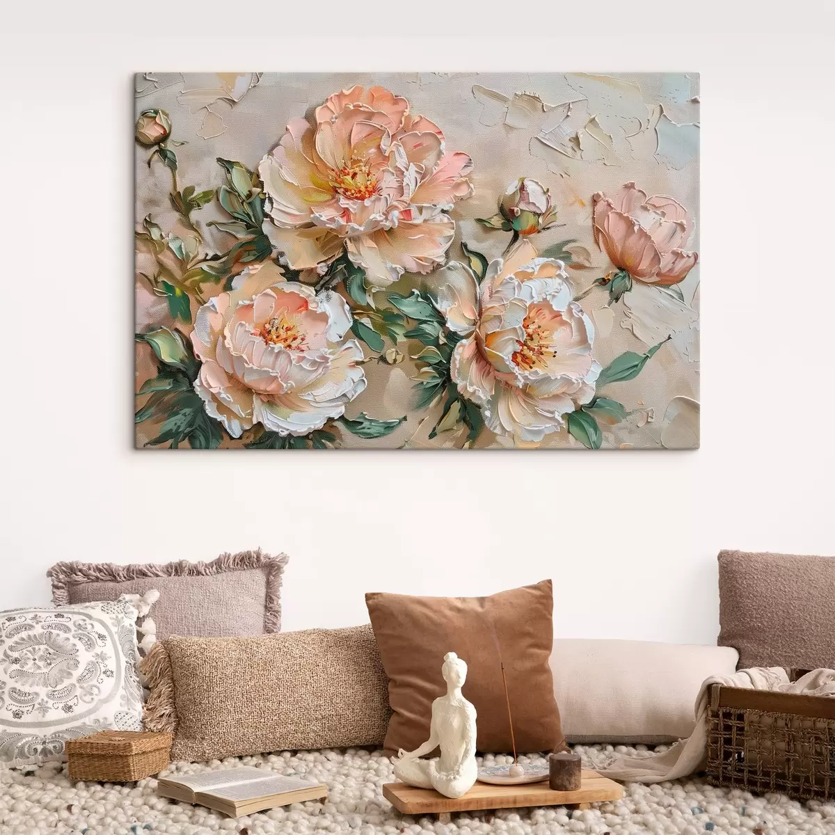 Tableau Imitation d'empâtement de pivoine s45447