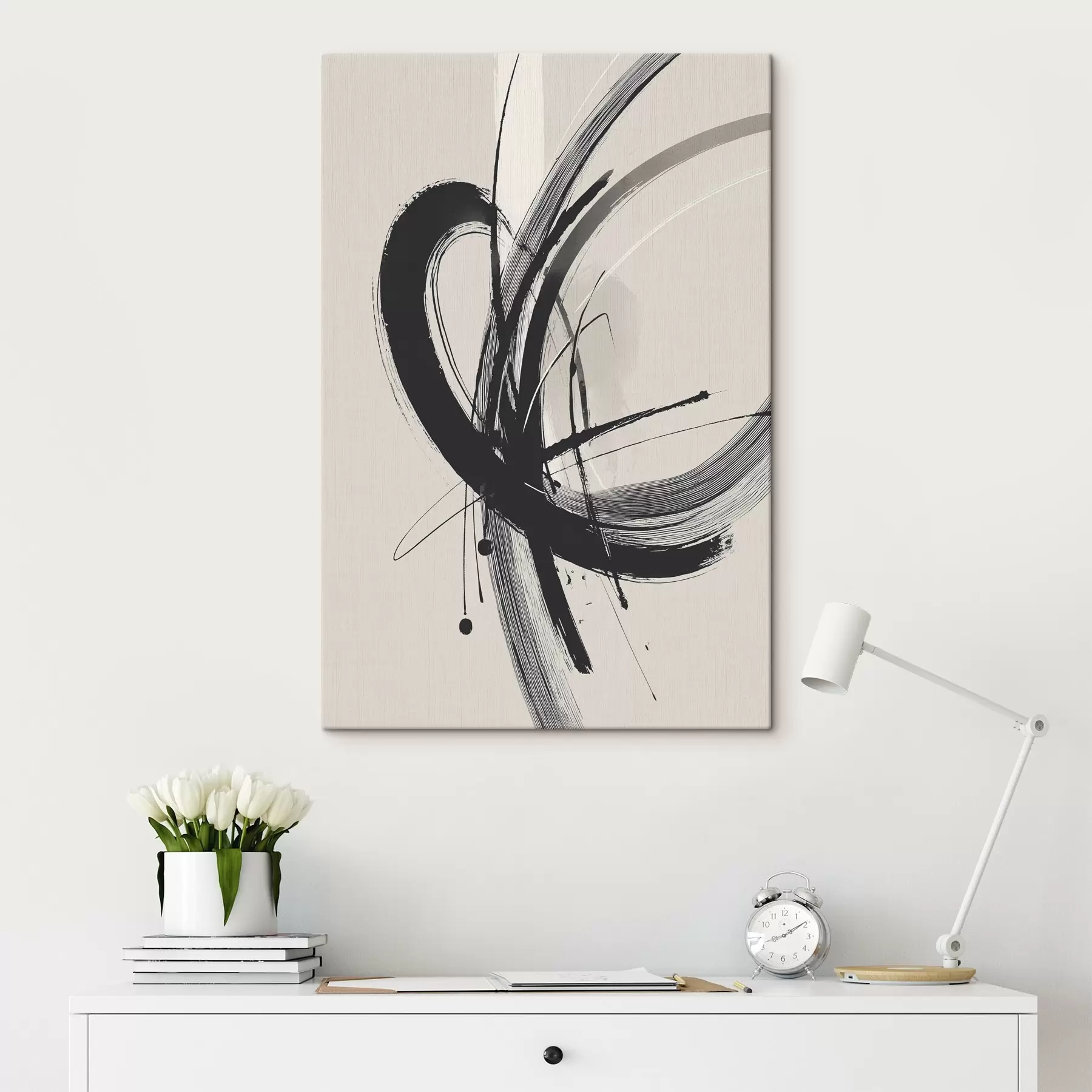 Tableau Coups de pinceau abstraits et minimalistes s45582