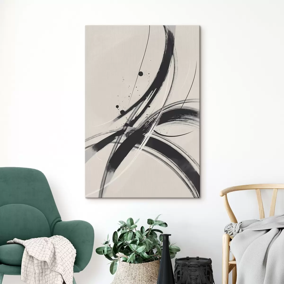 Tableau Coups de pinceau abstraits et minimalistes s45583