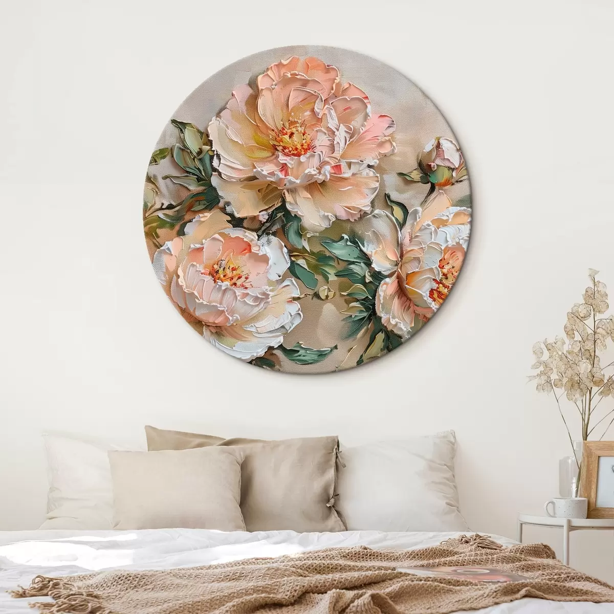 Tableaux rondes Imitation d'empâtement de pivoine r45447