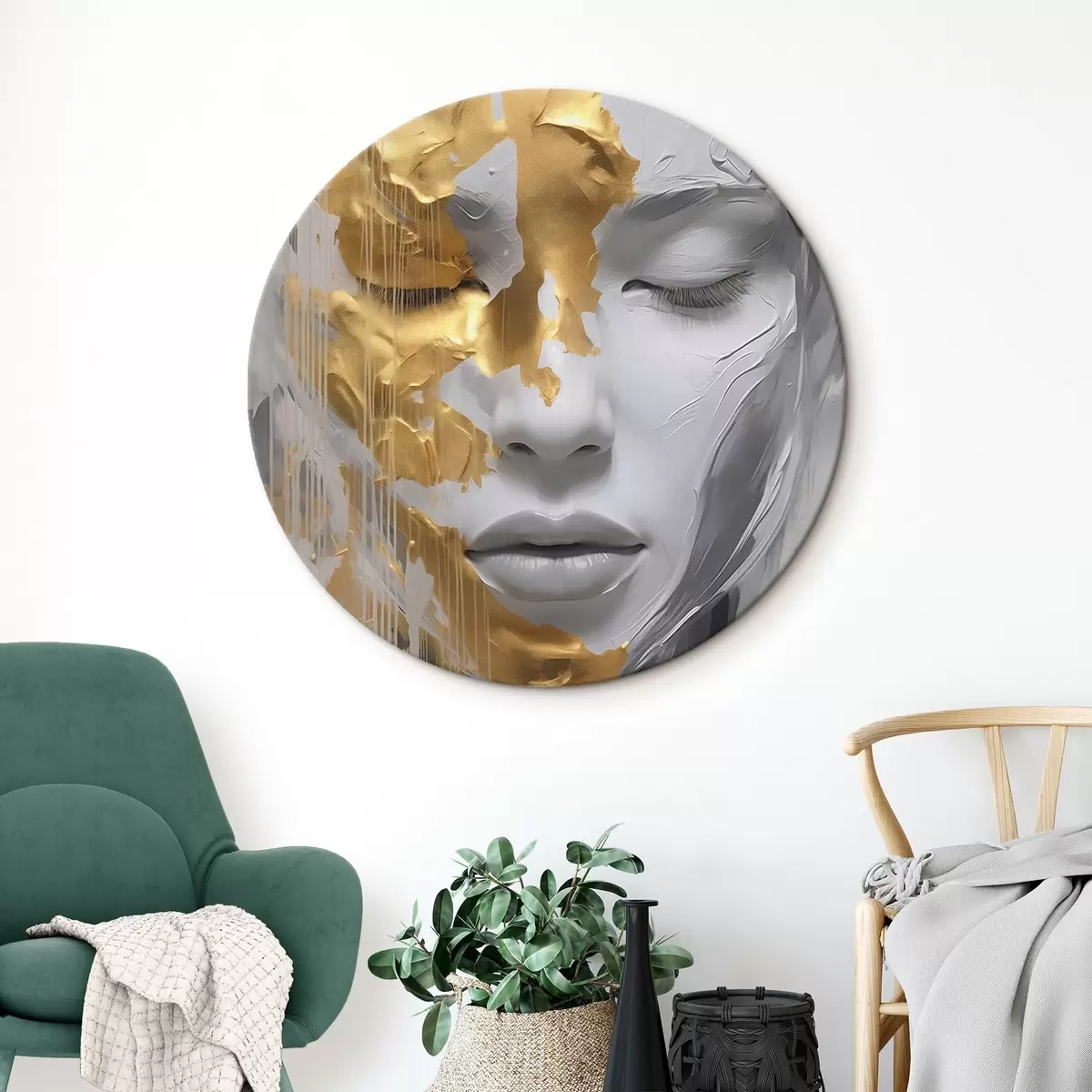 Tableaux rondes Portrait abstrait d'une femme r45448