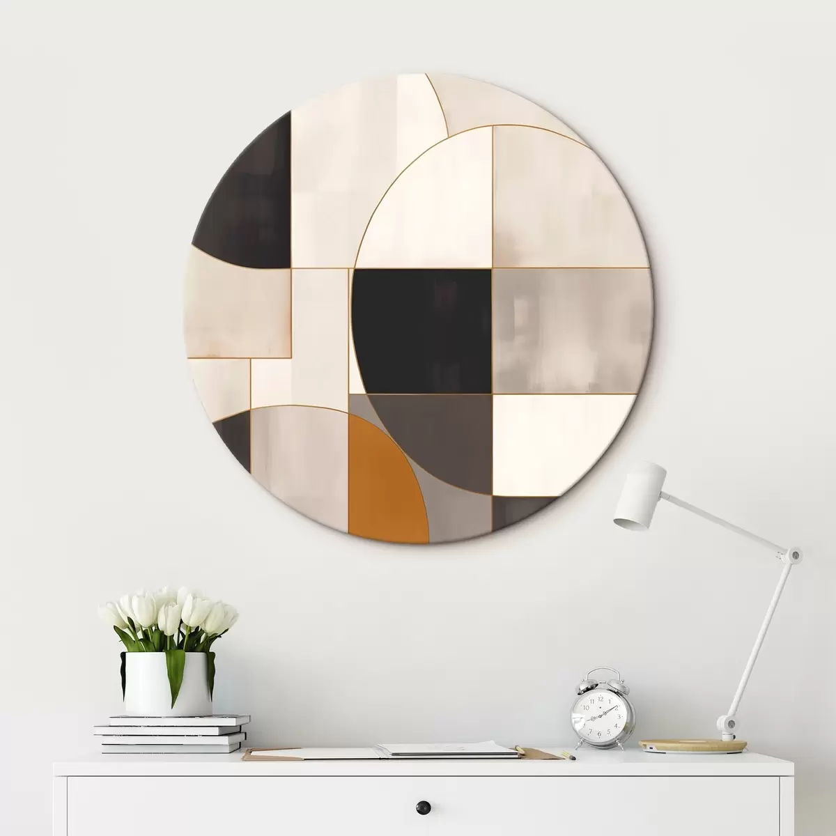 Tableaux rondes Abstraction géométrique r45584