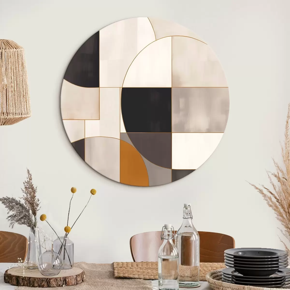 Tableaux rondes Abstraction géométrique r45584
