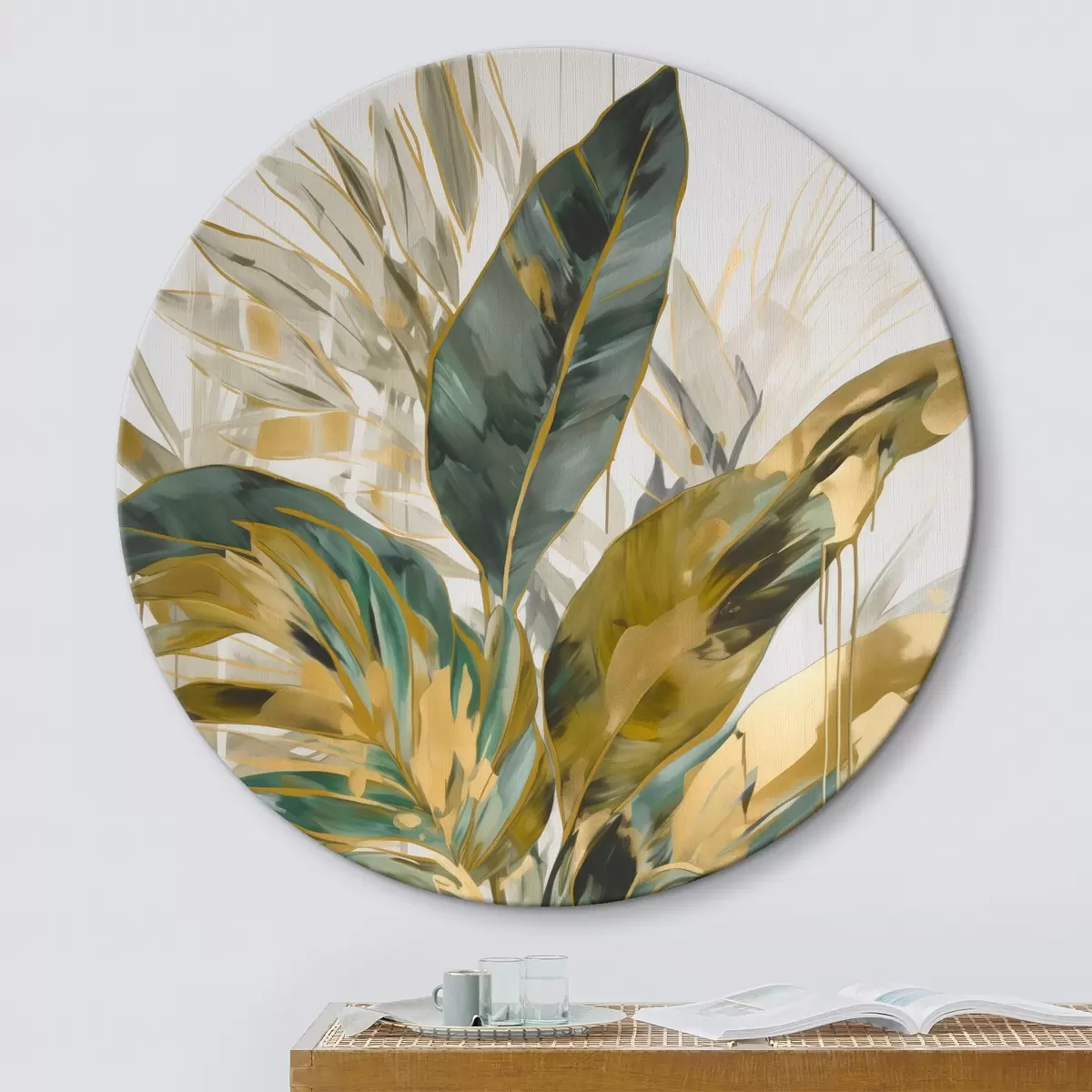 Tableaux rondes Feuilles tropicales abstraites r45589