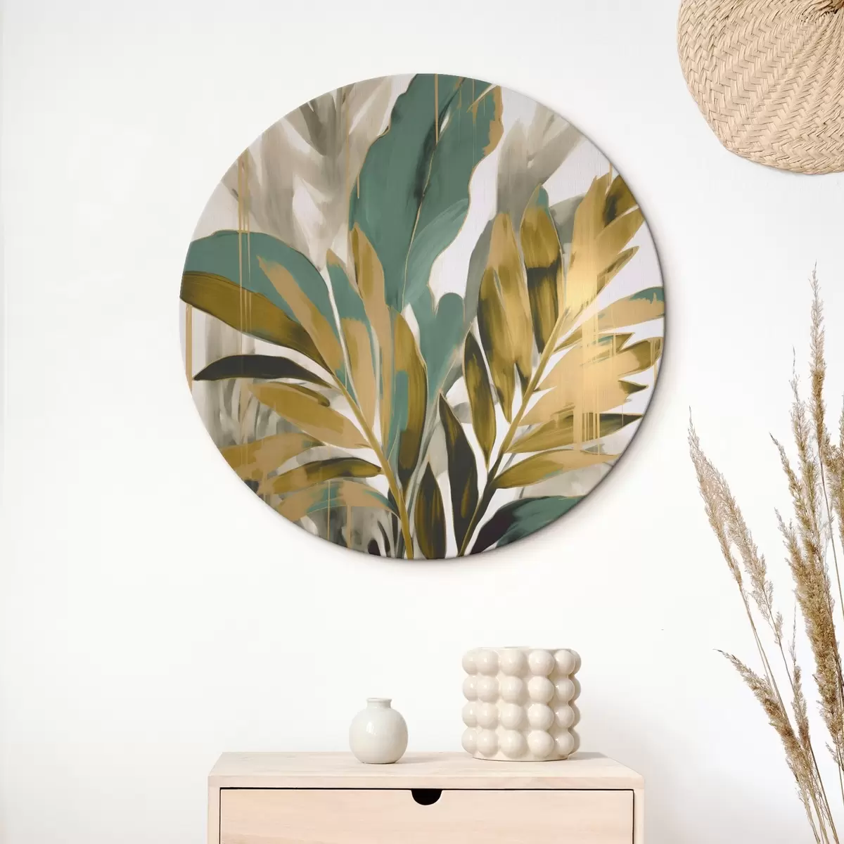 Tableaux rondes Feuilles tropicales abstraites r45590