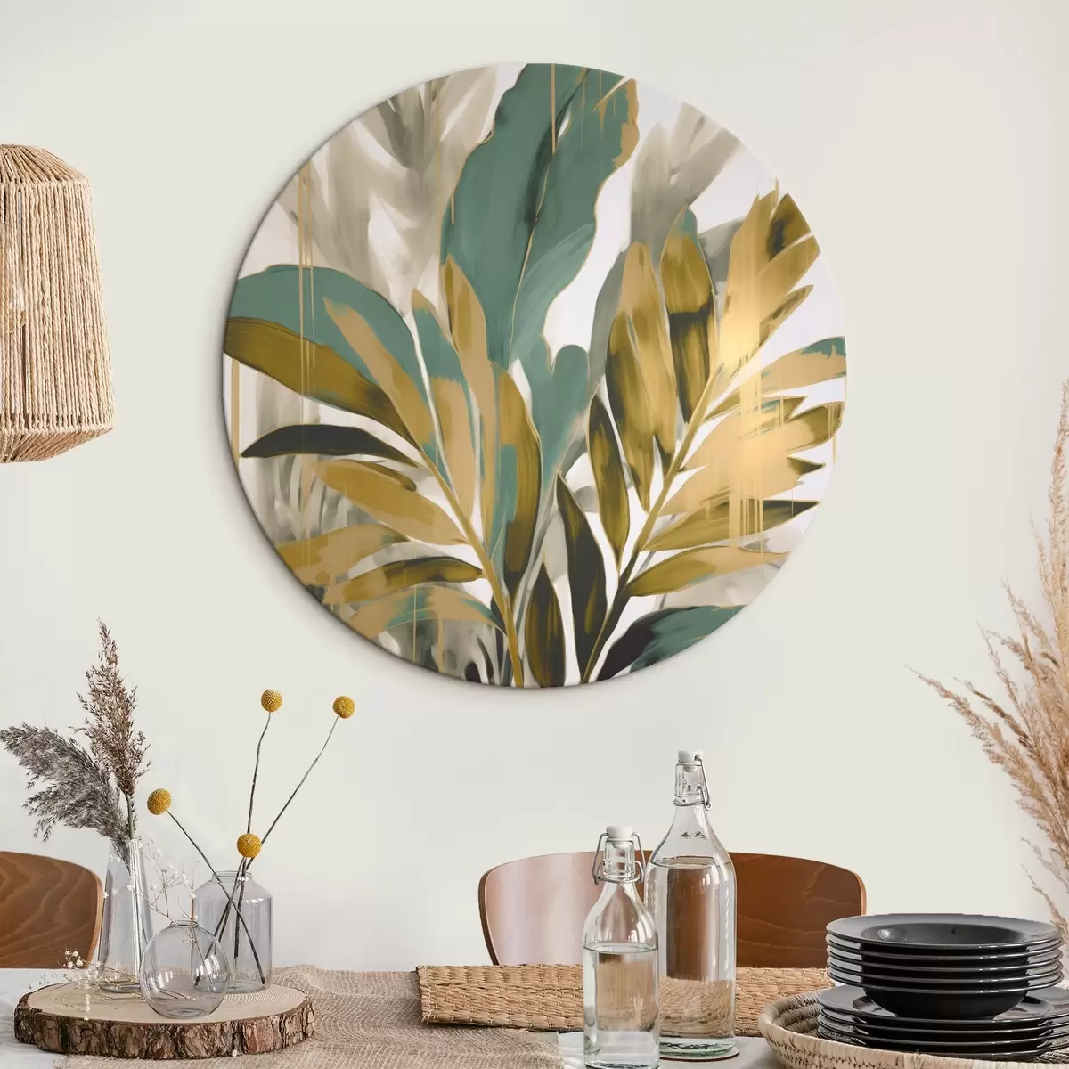 Tableaux rondes Feuilles tropicales abstraites r45590