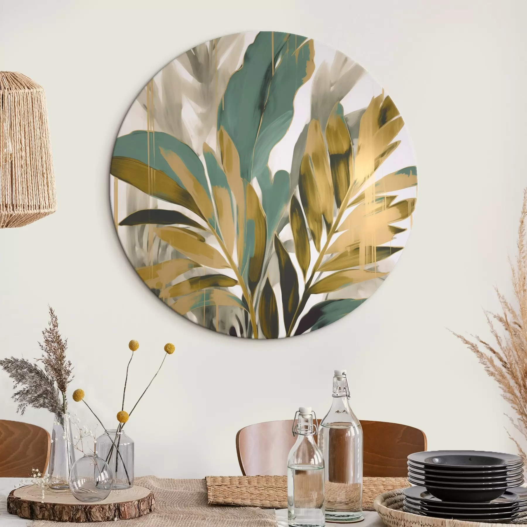 Tableau Feuilles tropicales abstraites r45590