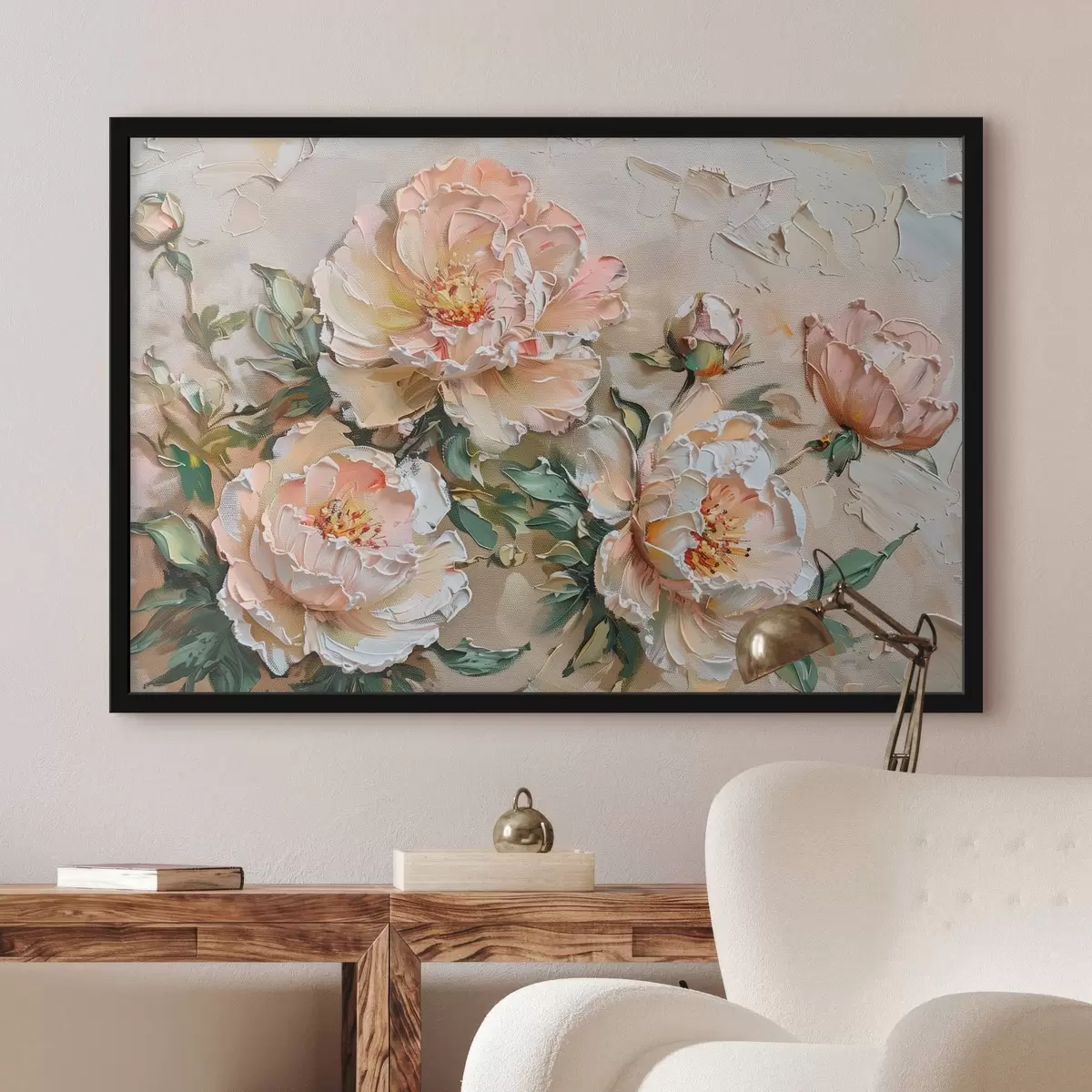 Poster Imitation d'empâtement de pivoine f45447