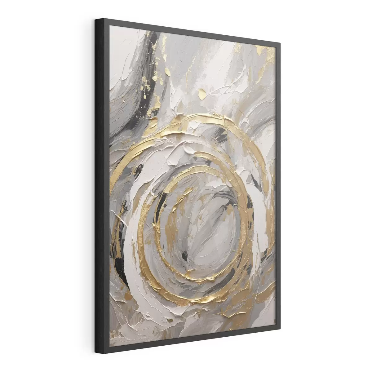 Poster Cercles concentriques abstraits dans les tons gris et blancs f45487