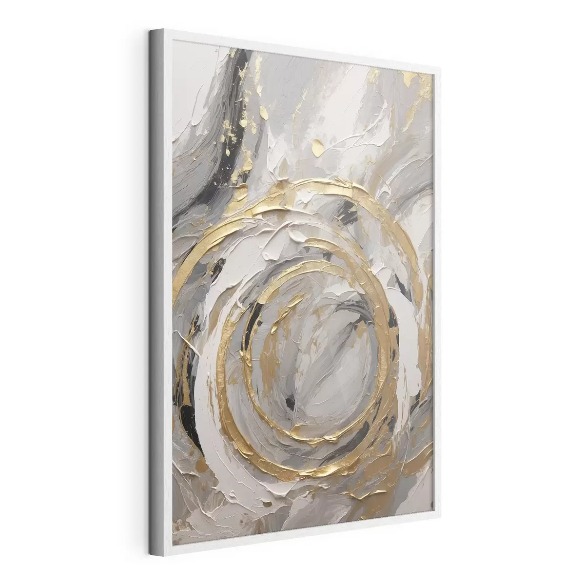 Poster Cercles concentriques abstraits dans les tons gris et blancs f45487