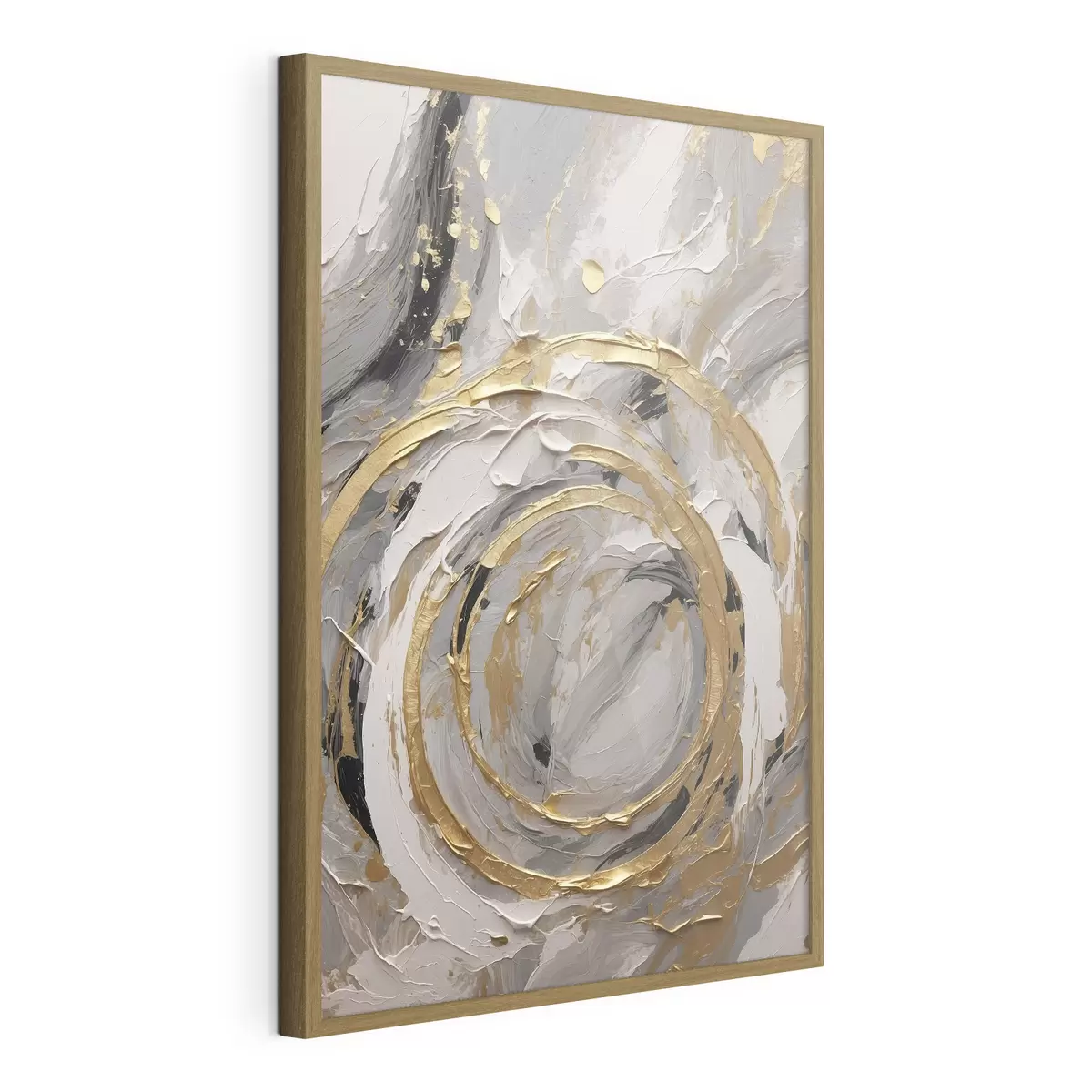 Poster Cercles concentriques abstraits dans les tons gris et blancs f45487