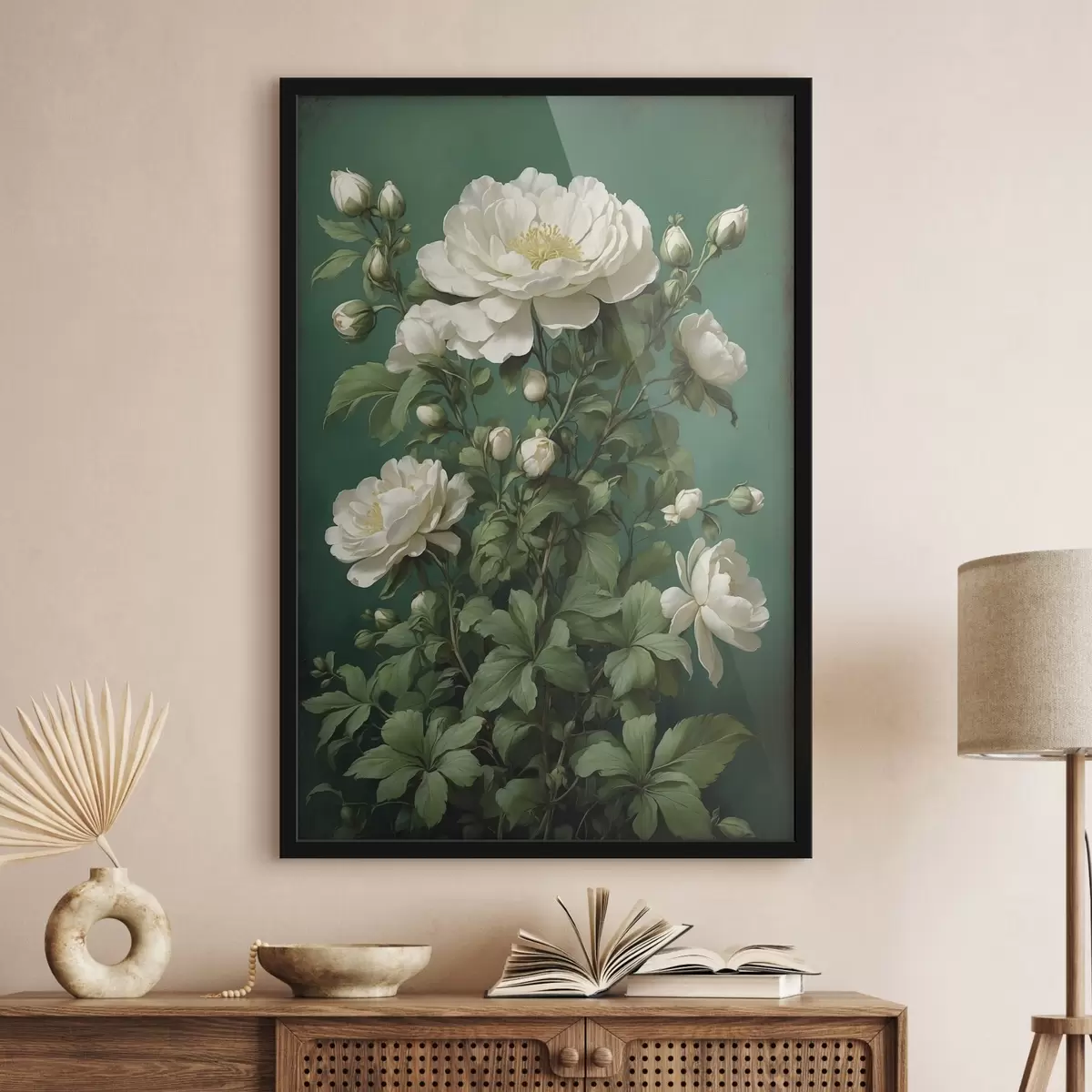 Poster Grands coquelicots bleus avec bourgeons sur fond clair f45491