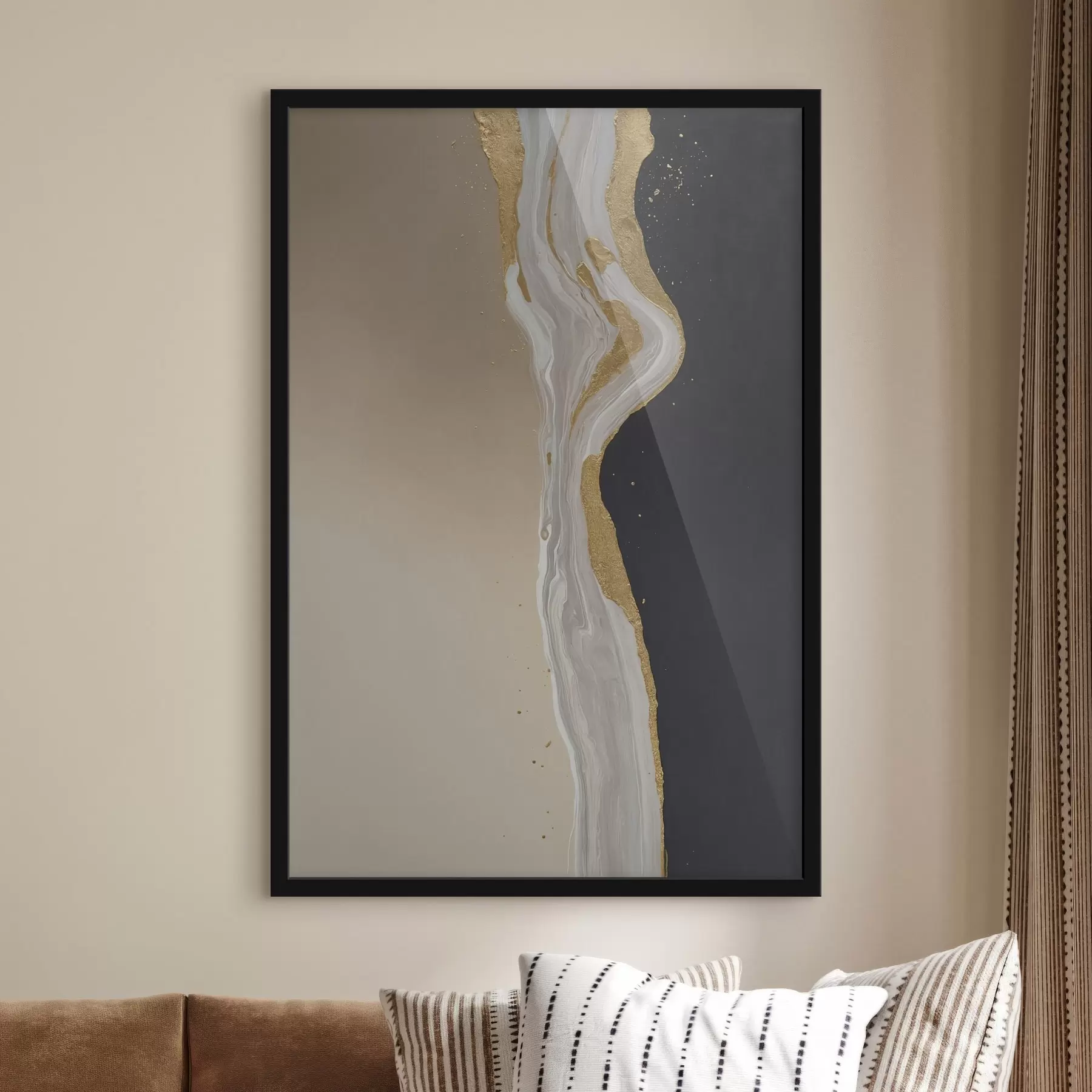 Papier peint Peinture abstraite dans les tons beige et noir f45494