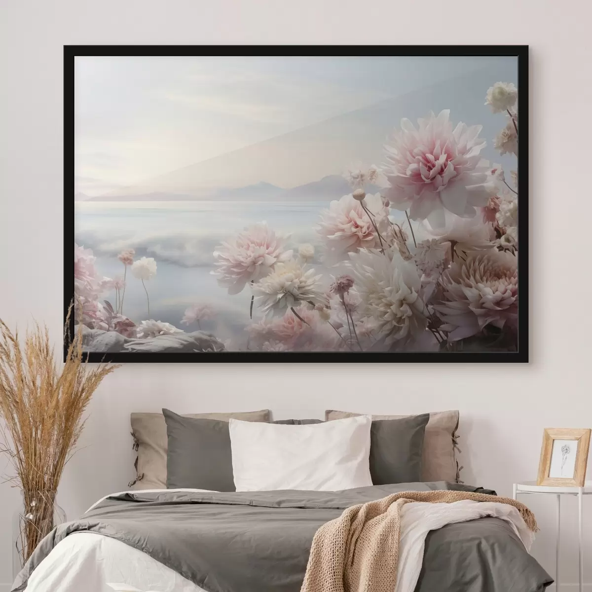 Poster Peinture abstraite dans les tons blanc, bleu et bleu foncé f45496