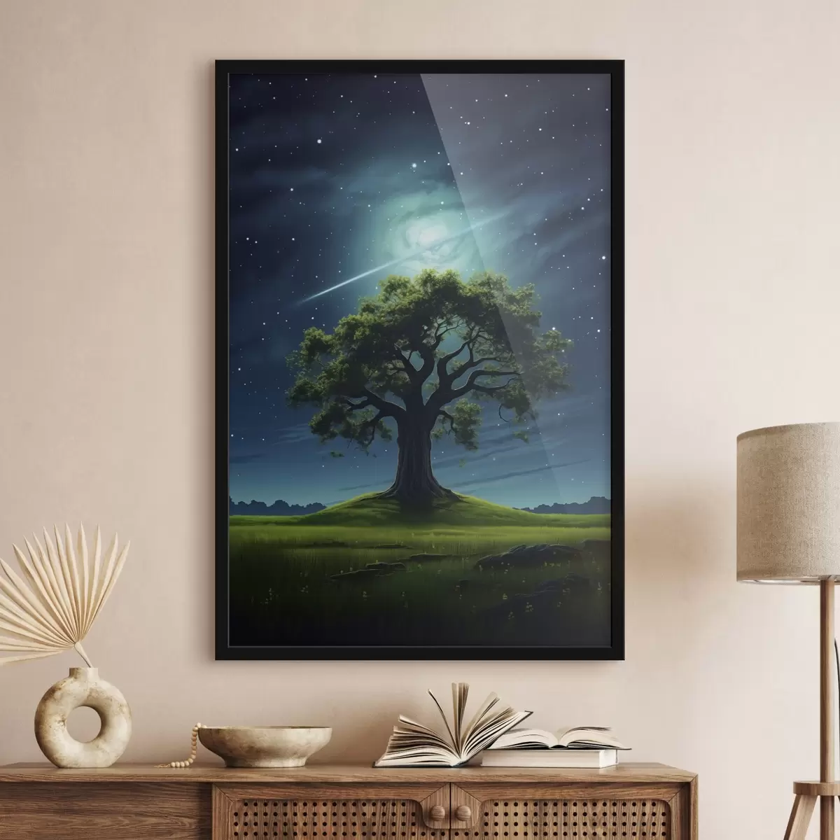 Poster Gouttes de pluie sur verre avec lumières nocturnes f45503
