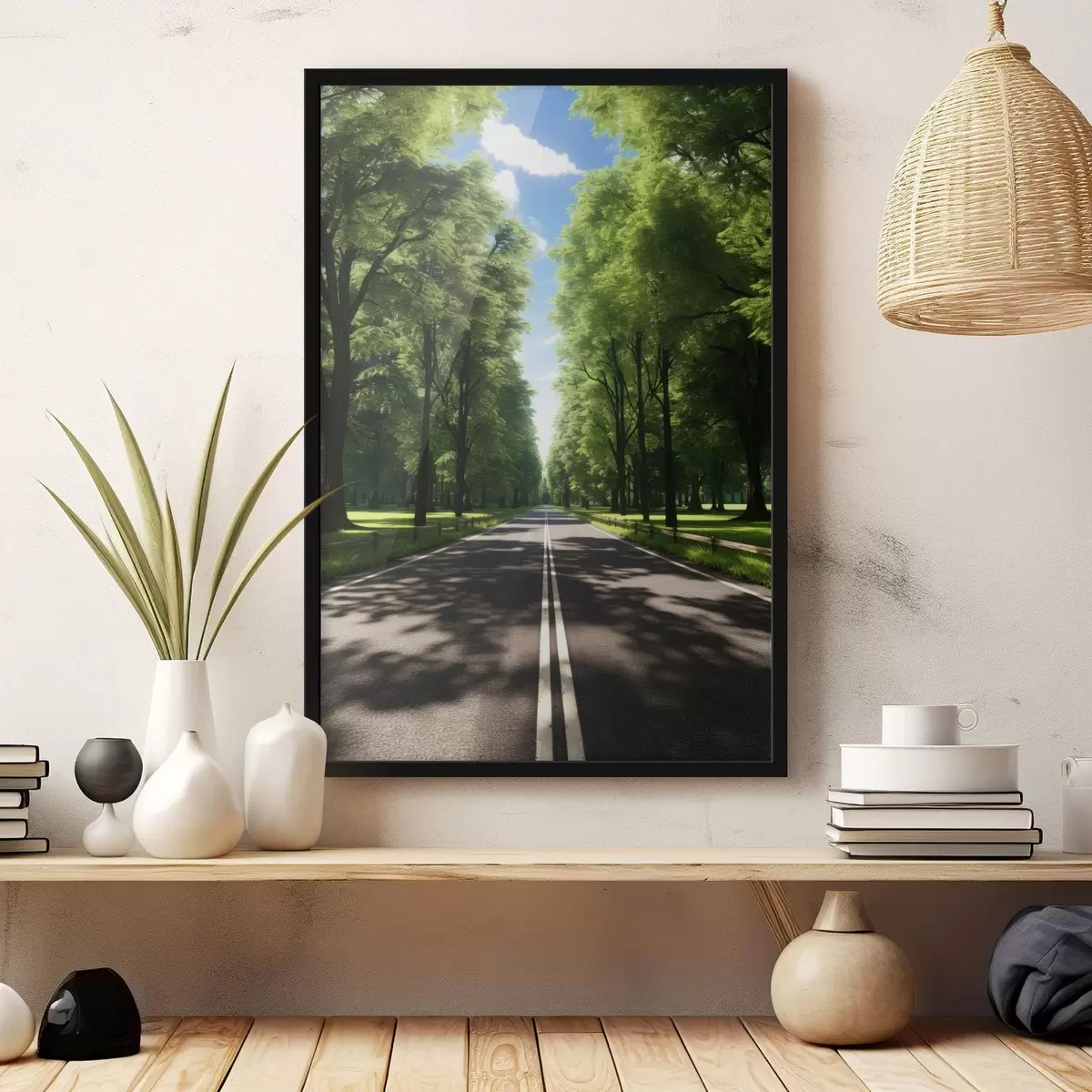 Poster Paysage miniature avec une cascade dans une boule de verre f45505
