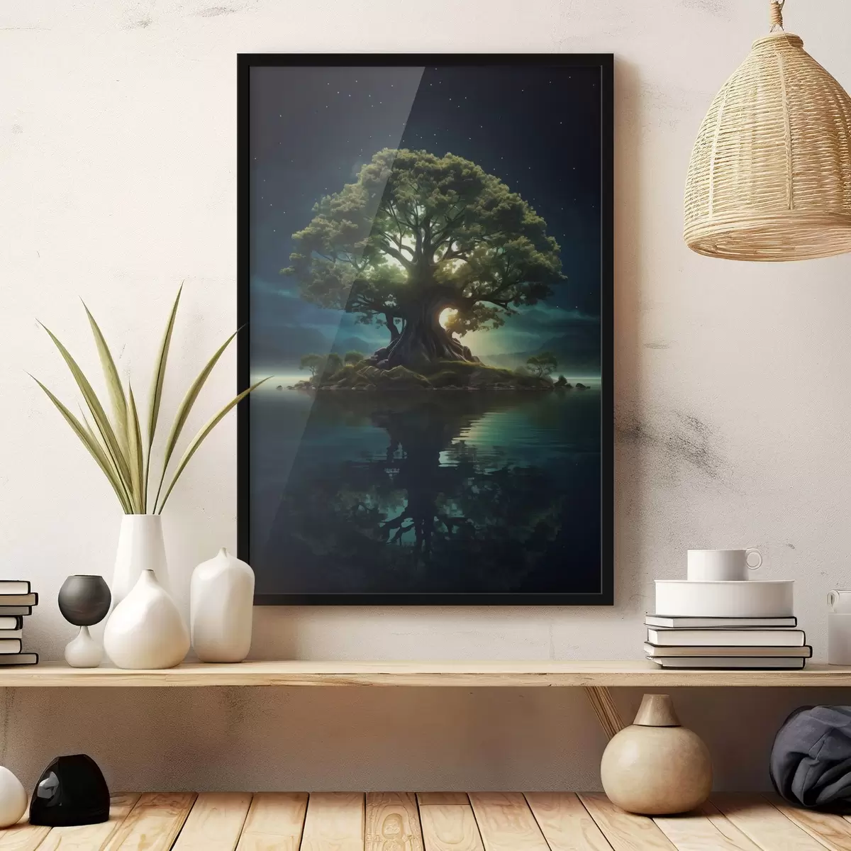 Poster Une pomme verte avec des gouttes d'eau f45510