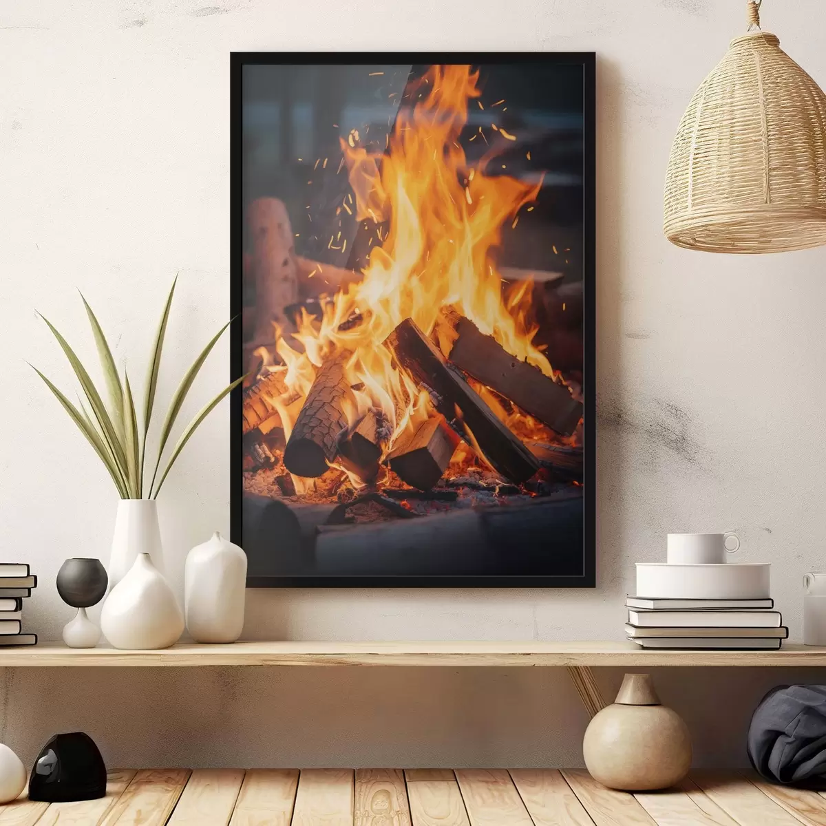 Poster Feu de bois ardent f45514