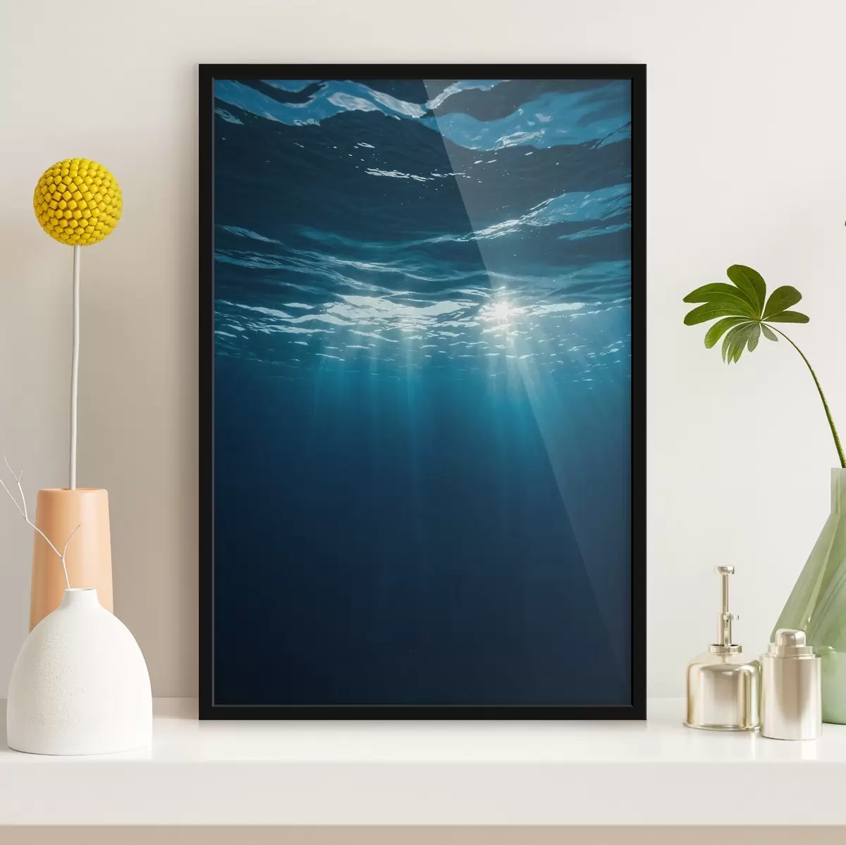 Poster Rayons de soleil sous la surface de l'eau f45625