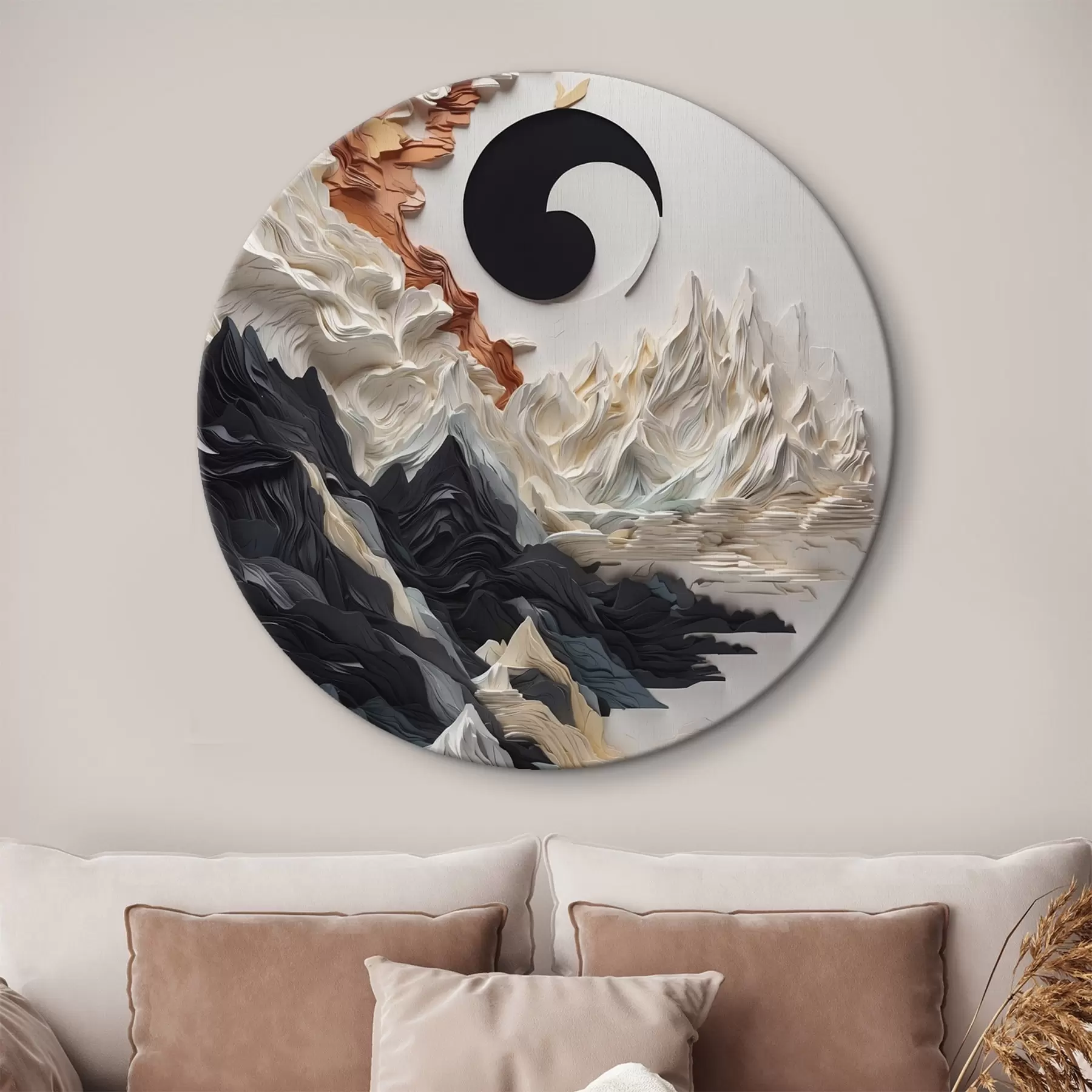 Tableau Paysage abstrait avec des montagnes dans un style papier r45482