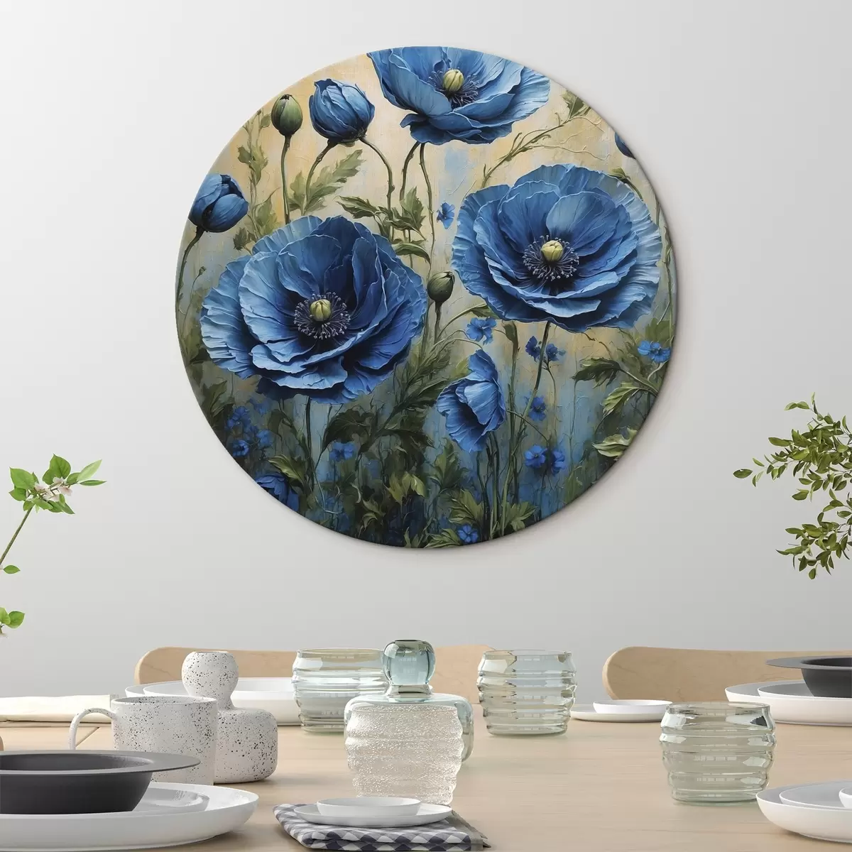Tableaux rondes Vieil arbre contre un soleil rouge r45488