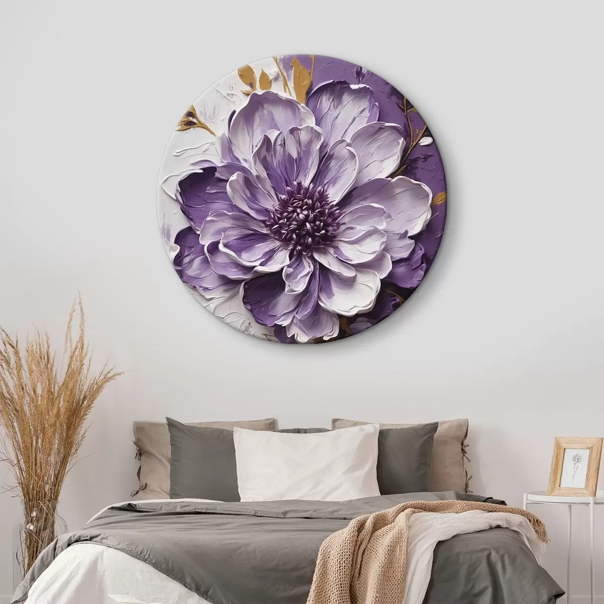 Tableaux rondes Portrait de femme avec des touches de peinture orange r45492