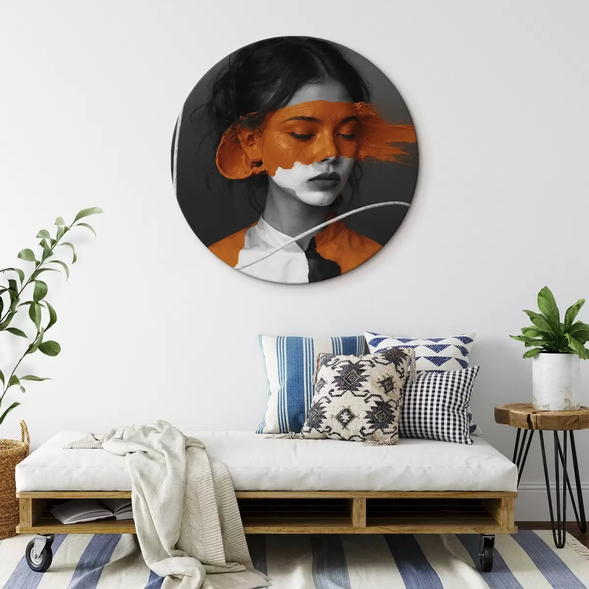 Tableaux rondes Fleur violette dans le style de la peinture volumétrique r45495