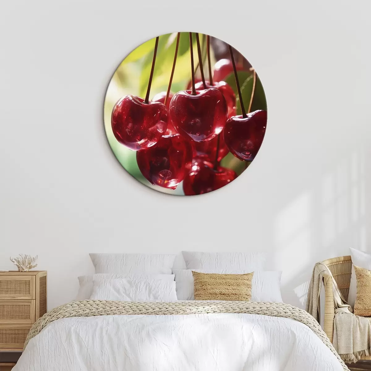 Tableaux rondes Cerises rouges brillantes au soleil r45498