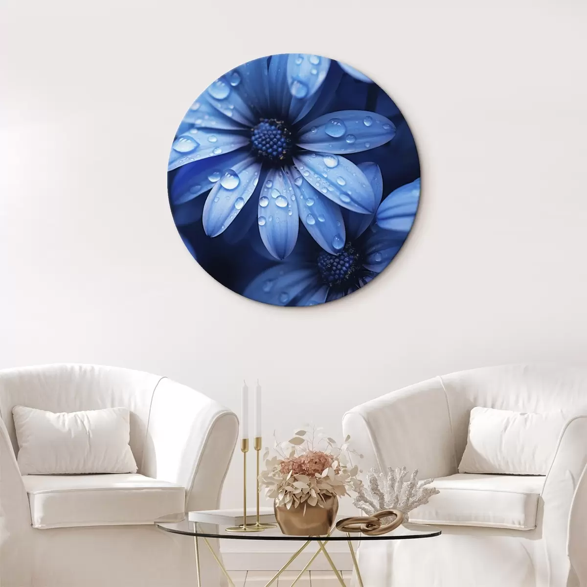 Tableaux rondes Fleurs roses délicates au bord de la mer à l'aube r45499