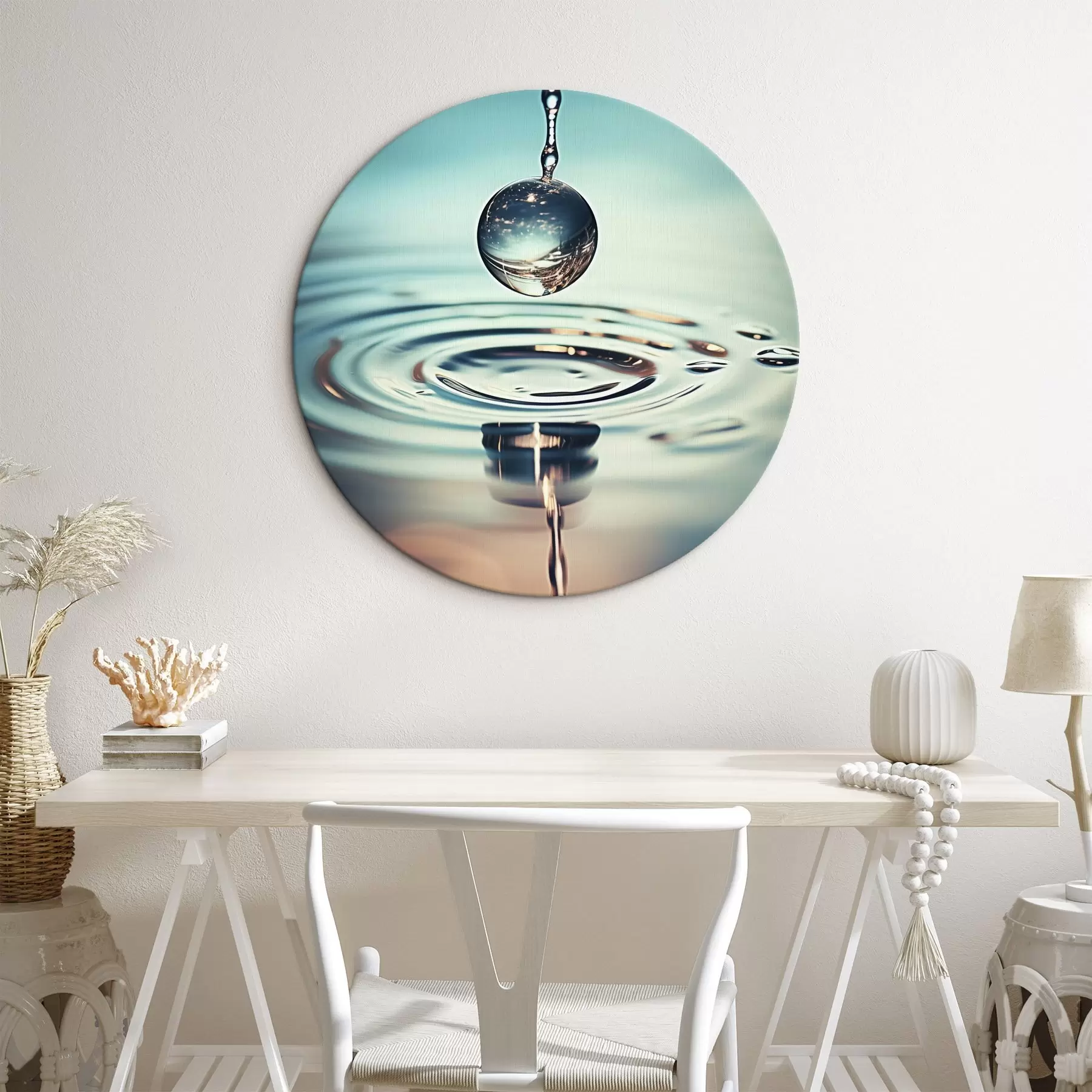 Tableau Une goutte d'eau tombant avec des éclats de lumière r45501