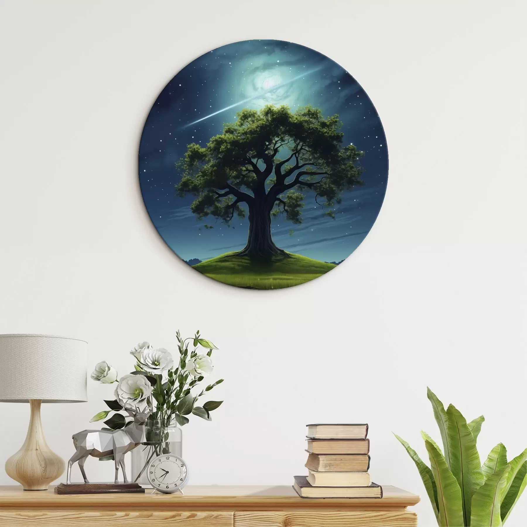 Tableau Arbre vert la nuit r45503