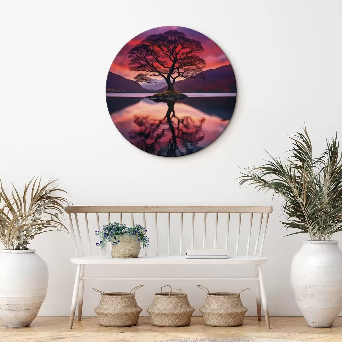 Tableaux rondes Gouttelette d'eau tombant avec des reflets de lumière r45504