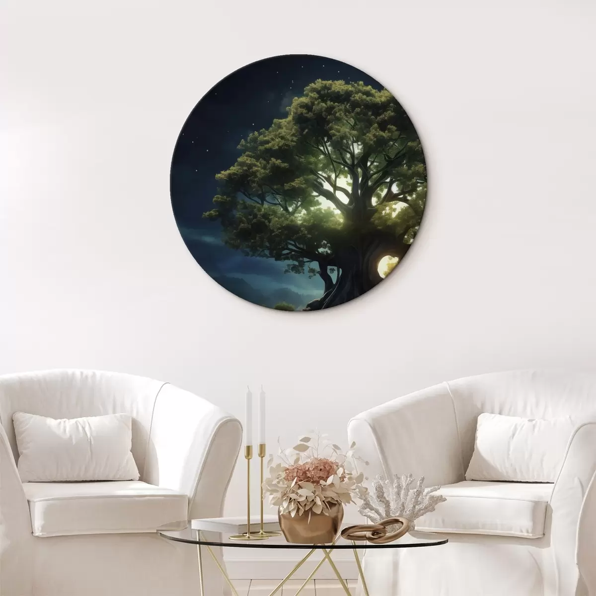 Tableaux rondes Une pomme verte avec des gouttes d'eau r45510