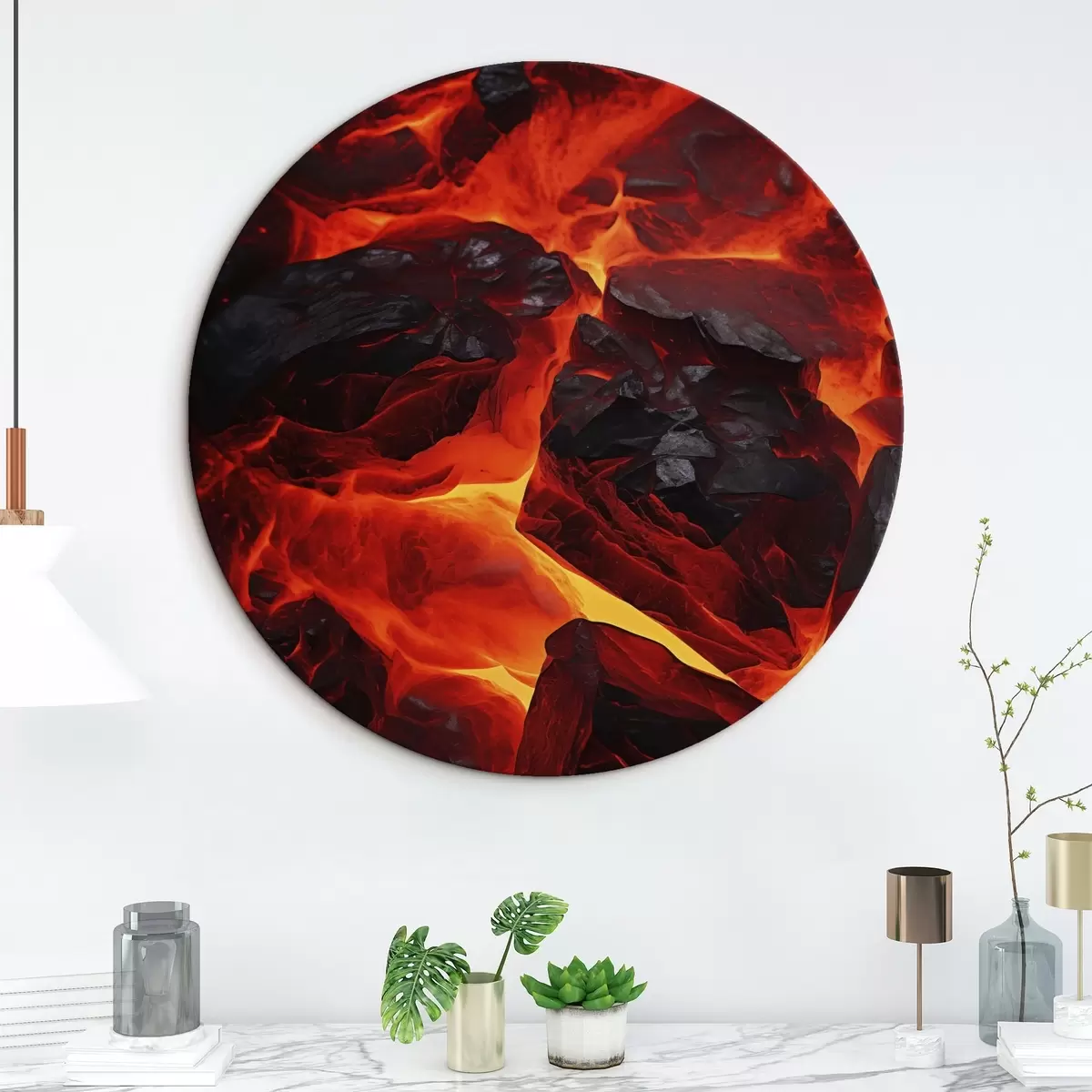 Tableaux rondes Pierres rouges et coulées de lave r45515