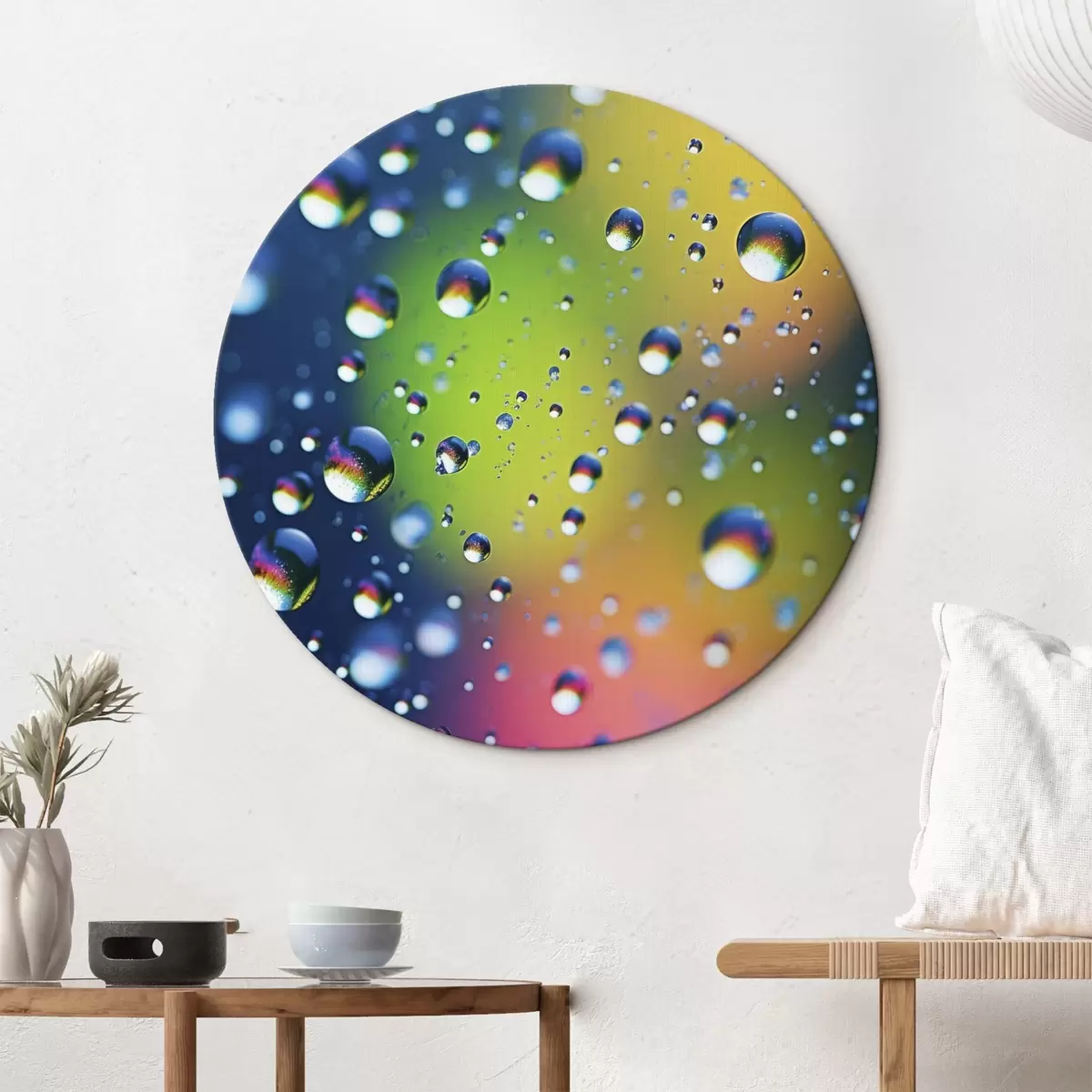 Tableaux rondes Reflets colorés dans les gouttes d'eau r45522
