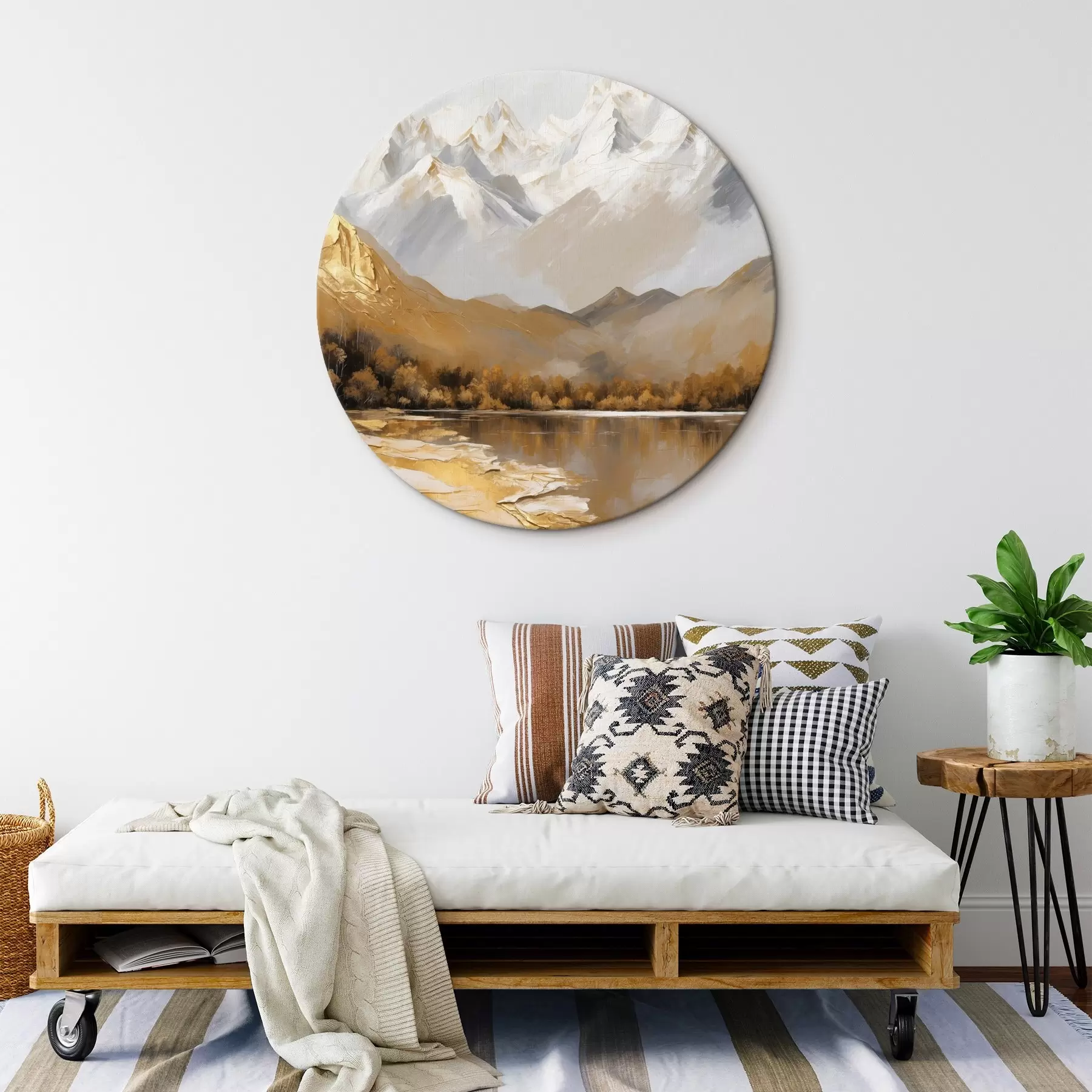 Tableau Paysage de montagne avec un lac et des arbres r45620