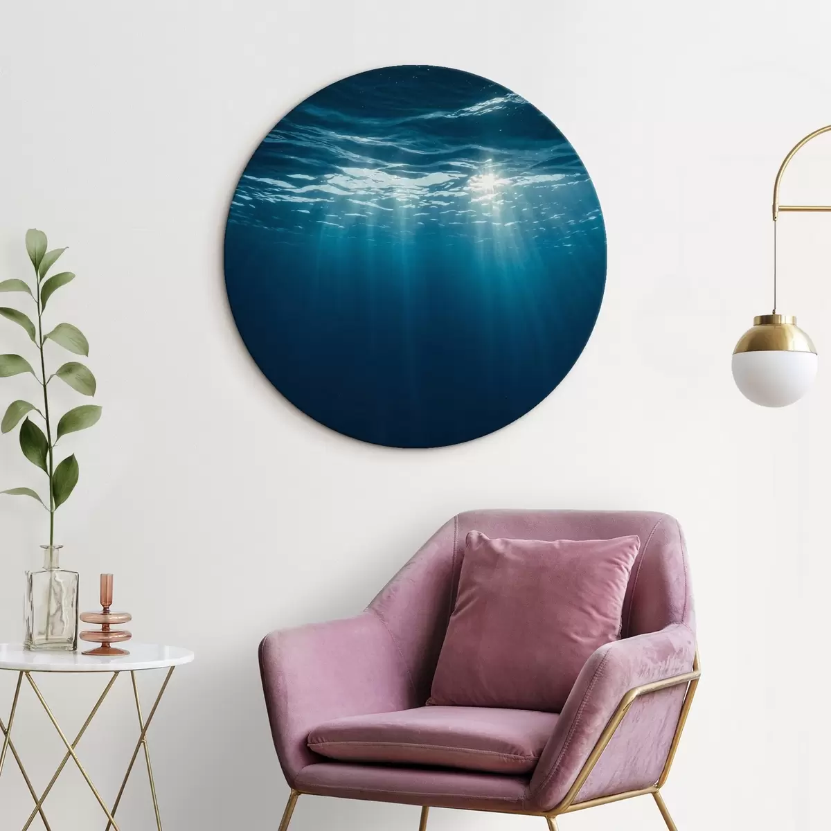 Tableaux rondes Rayons de soleil sous la surface de l'eau r45625