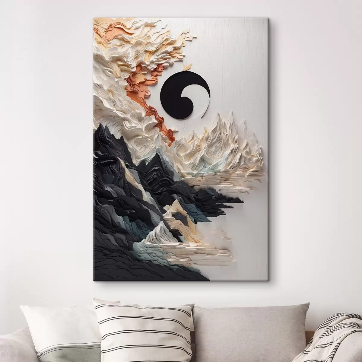 Tableau Paysage abstrait avec des montagnes dans un style papier s45482